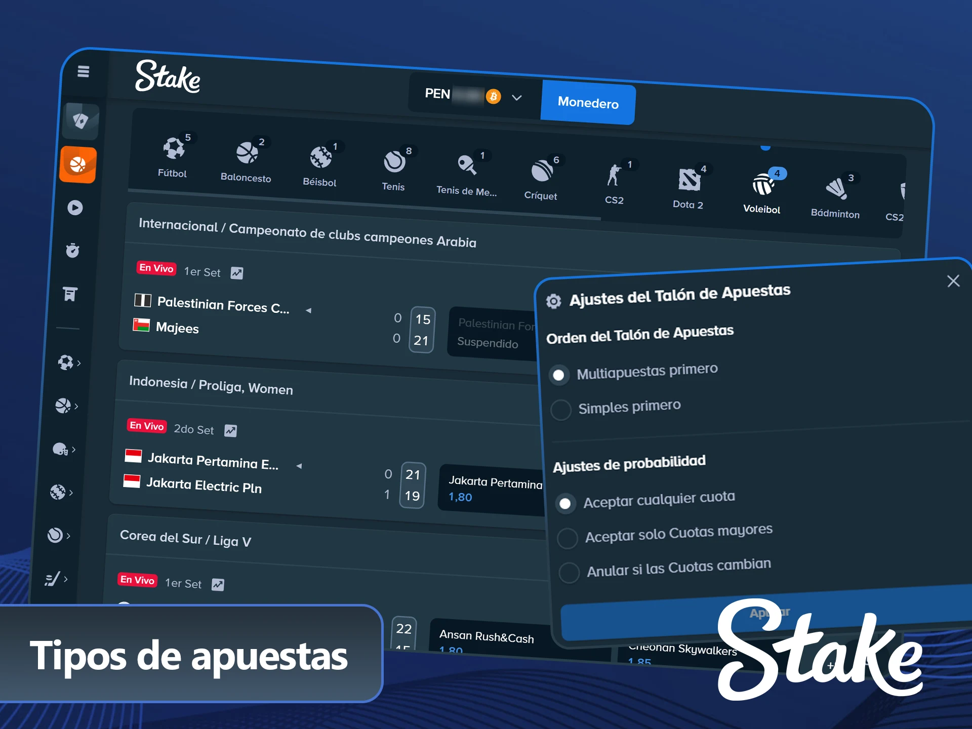Descubrí todos los mercados disponibles en el sitio oficial Stake Perú.